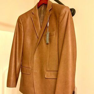 Michael Kors 40-Regular Feaux-Leather (100% Polyester) Men's Jacket